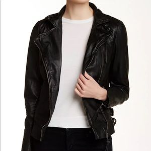 Muubaa black shrunken leather biker jacket NEW
